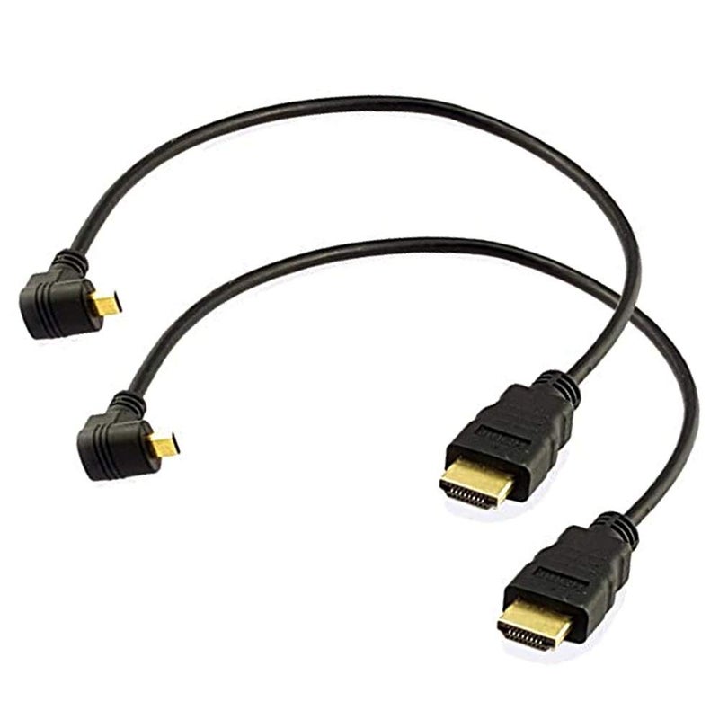 Seadream Angled Micro HDMI to HDMI Cable 2Pack 1Foot 90 Degree Down Angle Micro HDMI Male to HDMI Male Cable Connector (2Pack Down Angled) - Image 1